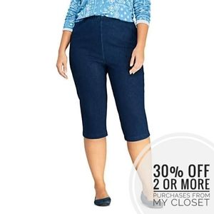 ⚡Elastic Waist Pull On Blue Denim Capri Pants